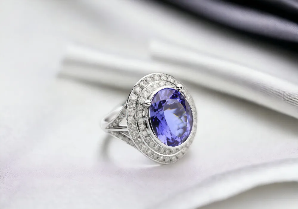 An oval Tanzanite stone ring.